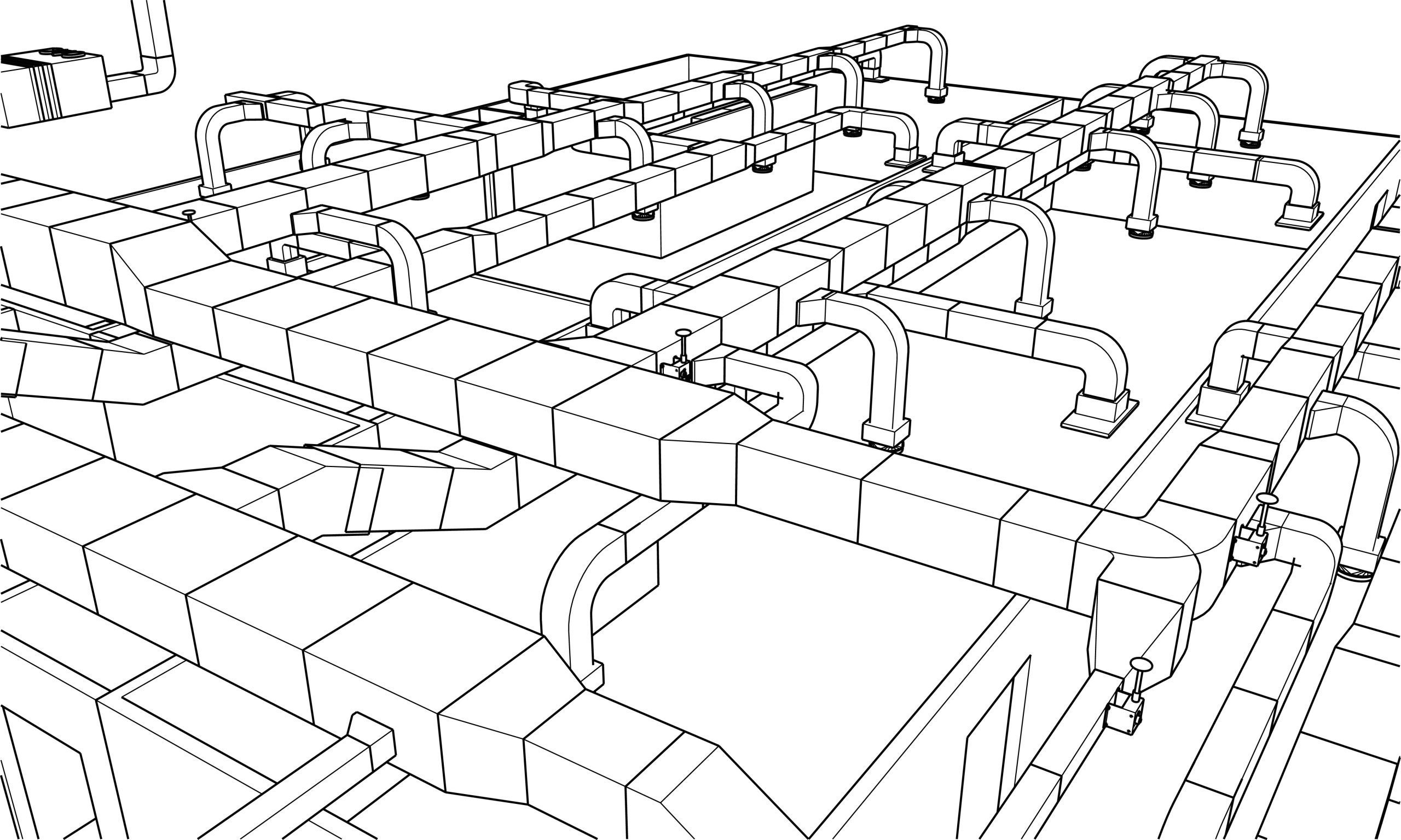 Engineering Services from Expand Consulting Group Architectural isometric of HVAC system in BIM vector